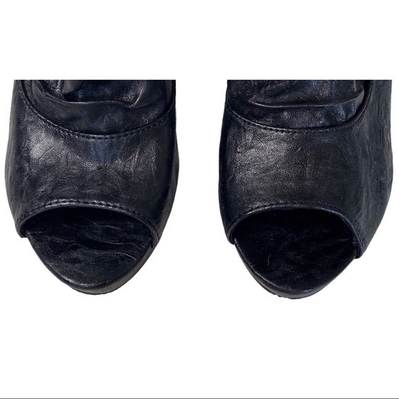 Qupid Black Open Toe Slouchy Ankle Boot - Picture 10 of 12